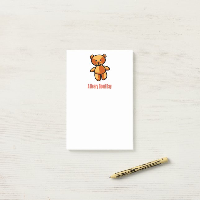 Cute Cartoon Teddy Bear Pun Illustration Post-it Notes (On Desk)