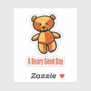 Cute Cartoon Teddy Bear Pun Illustration Sticker