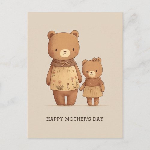 Cute cartoon teddy bears animals Mathers Day Postcard