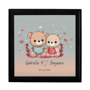 Cute Cartoon Teddy Lovers Hearts Valentine’s Day Gift Box
