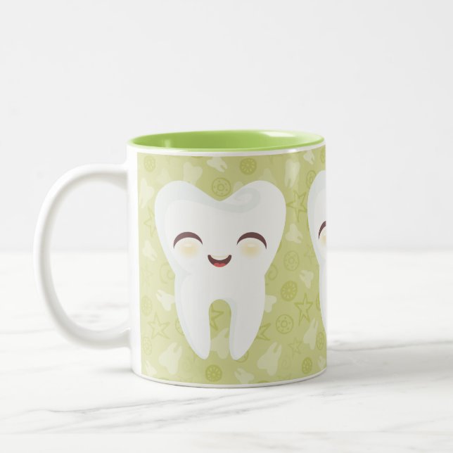 Cute Cartoon Teeth - Green Gift Mug (Left)