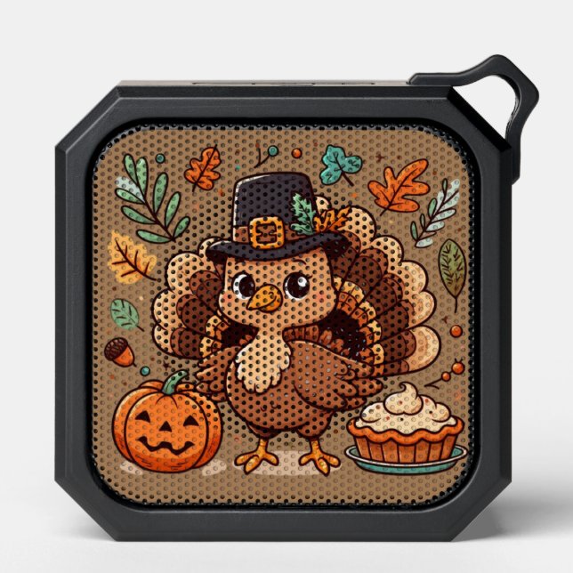 Cute Cartoon Thanksgiving turkey and pumpkin Bluetooth Speaker (Front)