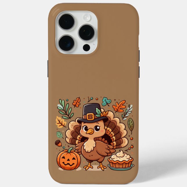 Cute Cartoon Thanksgiving turkey and pumpkin Case-Mate iPhone Case (Back)