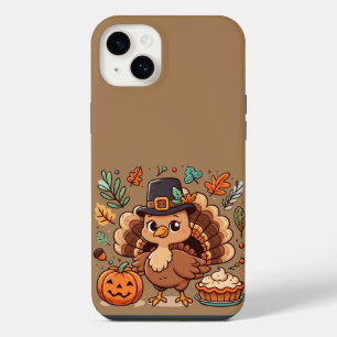 Cute Cartoon Thanksgiving turkey and pumpkin iPhone 14 Plus Case