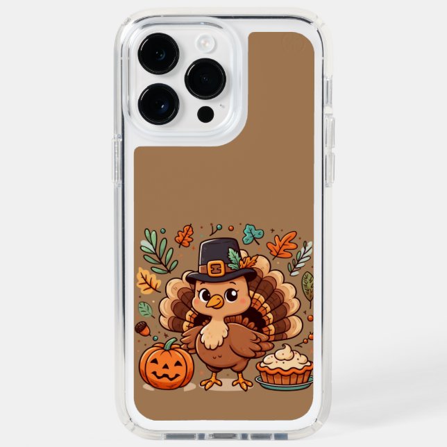 Cute Cartoon Thanksgiving turkey and pumpkin Speck iPhone Case (Front)