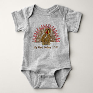 Cute Cartoon Thanksgiving Turkey Baby Bodysuit