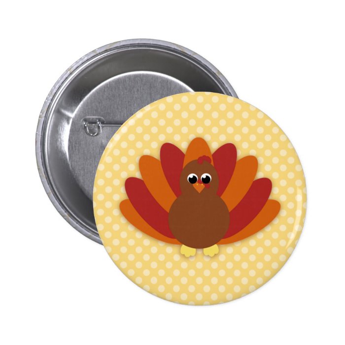 Cute Cartoon Thanksgiving Turkey Buttons