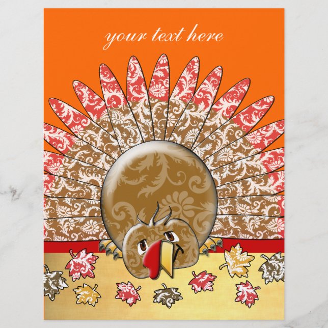 Cute Cartoon Thanksgiving Turkey Flyer (Front)