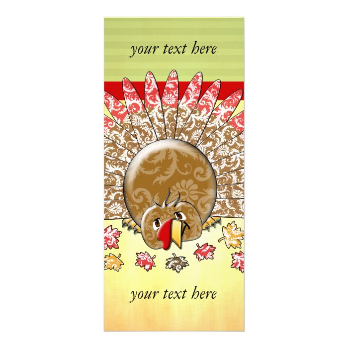 Cute Cartoon Thanksgiving Turkey Full Color Rack Card