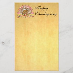 Cute Cartoon Thanksgiving Turkey Stationery