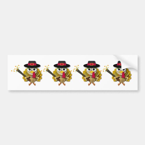 Cute Cartoon Thanksgiving Turkeys Bumper Sticker