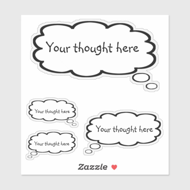 Cute Cartoon Thought Bubble Add Your Thought Sticker (Sheet)