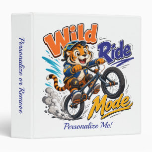 Cute Cartoon Tiger BMX Bike Kids Personalized 3 Ring Binder