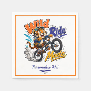 Cute Cartoon Tiger BMX Bike Kids Personalized Napkins