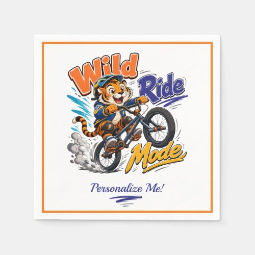 Cute Cartoon Tiger BMX Bike Kids Personalized Napkins