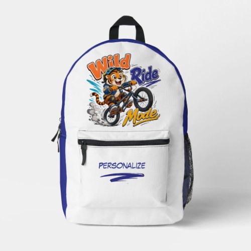 Cute Cartoon Tiger BMX Bike Kids Personalized Printed Backpack