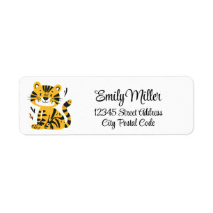 Cute cartoon tiger decoration label