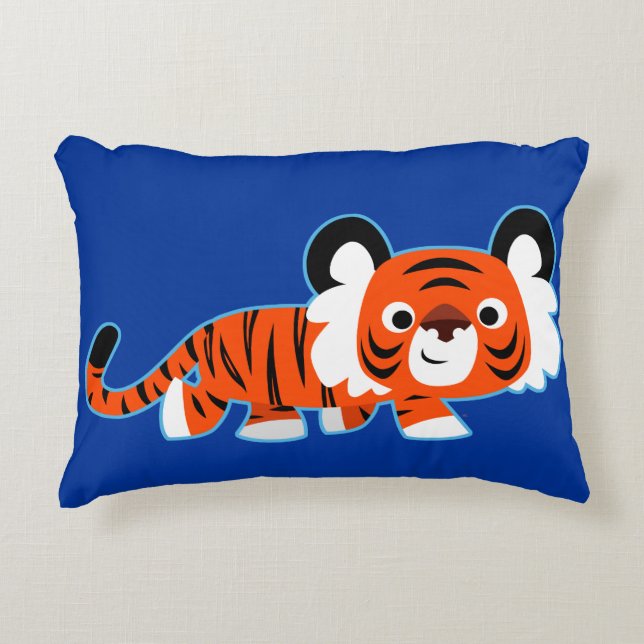 Cute Cartoon Tiger on The Prowl Accent Pillow (Front)