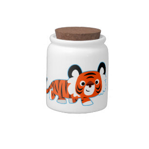 Cute Cartoon Tiger on The Prowl Candy Jar