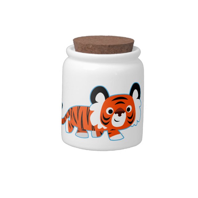 Cute Cartoon Tiger on The Prowl Candy Jar (Left)