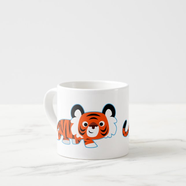 Cute Cartoon Tiger on The Prowl Espresso Mug (Front Left)