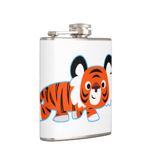 Cute Cartoon Tiger on The Prowl Hip Flask