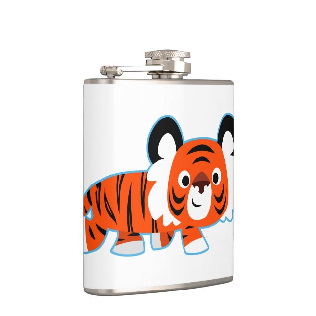 Cute Cartoon Tiger on The Prowl Hip Flask (Right)