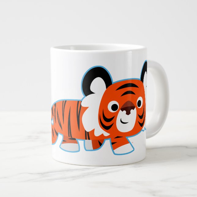 Cute Cartoon Tiger on The Prowl Jumbo Mug (Front Right)