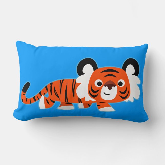 Cute Cartoon Tiger on The Prowl Lumbar Pillow (Front)