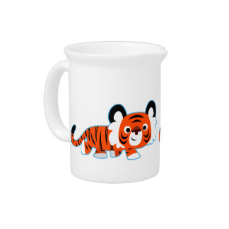 Cute Cartoon Tiger on The Prowl Pitcher