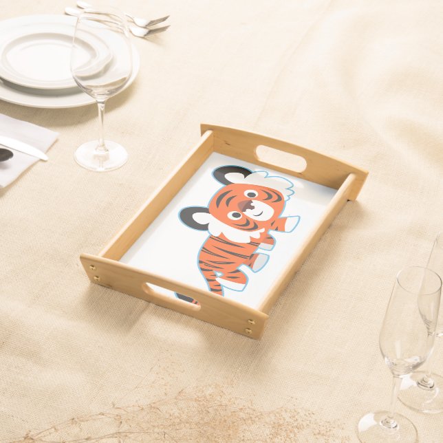 Cute Cartoon Tiger on The Prowl Serving Tray (Front)