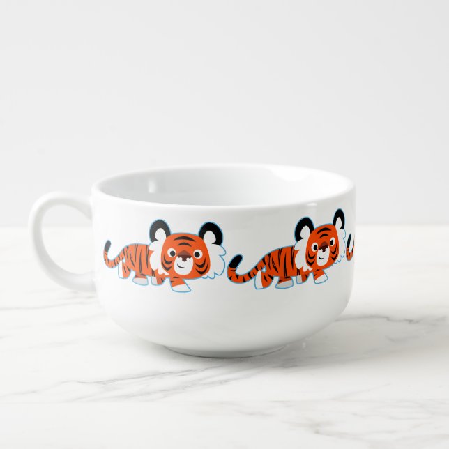 Cute Cartoon Tiger on The Prowl Soup Mug (Right)