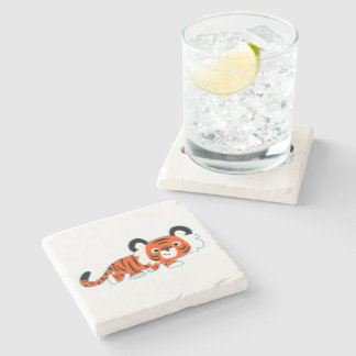 Cute Cartoon Tiger on The Prowl Stone Coaster