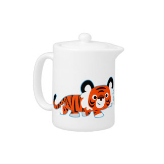 Cute Cartoon Tiger on The Prowl Teapot