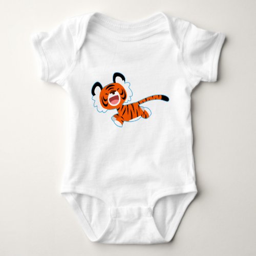 Cute Cartoon Tiger On The Run Baby Apparel Baby Bodysuit