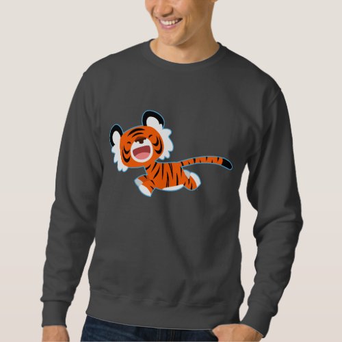 Cute Cartoon Tiger On The Run T_Shirt Sweatshirt