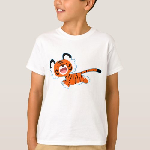 Cute Cartoon Tiger On The Run Women T_Shirt