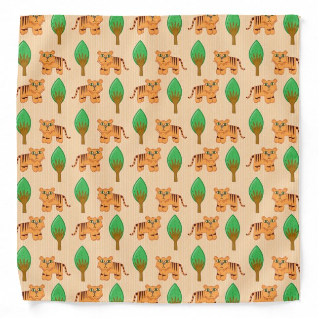 Cute Cartoon Tiger Pattern Bandana (Front)