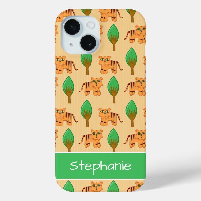 Cute Cartoon Tiger Pattern Personalised Case-Mate iPhone Case (Back)