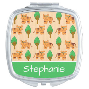 Cute Cartoon Tiger Pattern Personalised Compact Mirror