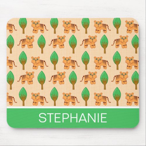 Cute Cartoon Tiger Pattern Personalised Mouse Pad