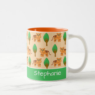 Cute Cartoon Tiger Pattern Personalised Two-Tone Coffee Mug