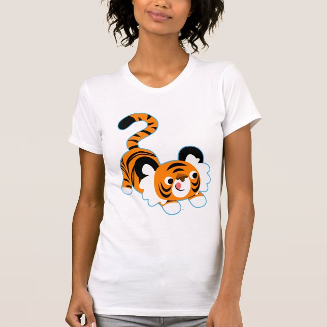 Cute Cartoon Tiger Ready To Play Women T-Shirt (Front)