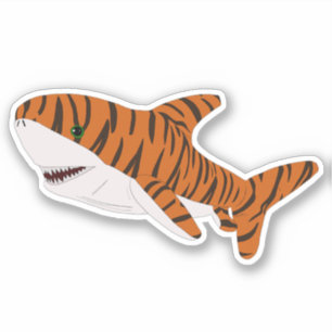 Cute Cartoon Tiger Shark Sticker