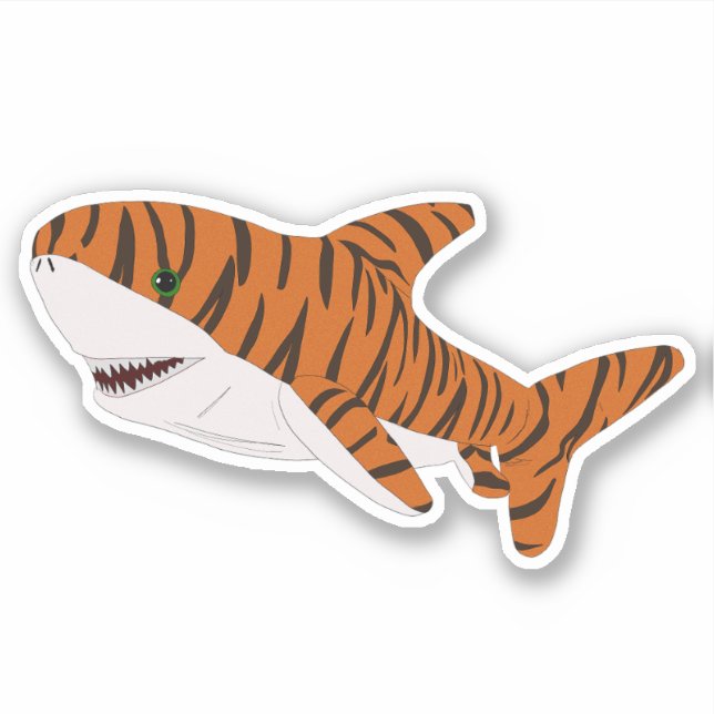 Cute Cartoon Tiger Shark Sticker (Front)