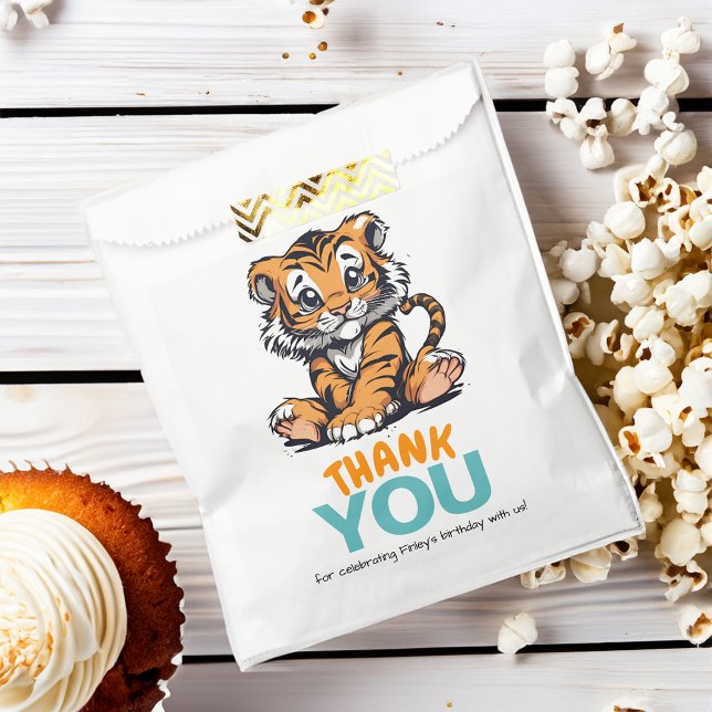 Cute Cartoon Tiger with Bubbles and Animal Print Favor Bag (Creator Uploaded)
