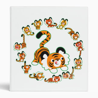 Cute Cartoon Tigers Mandala (green) Avery Binder