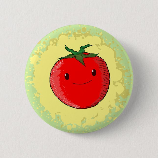 Cute Cartoon Tomato Button (Front)
