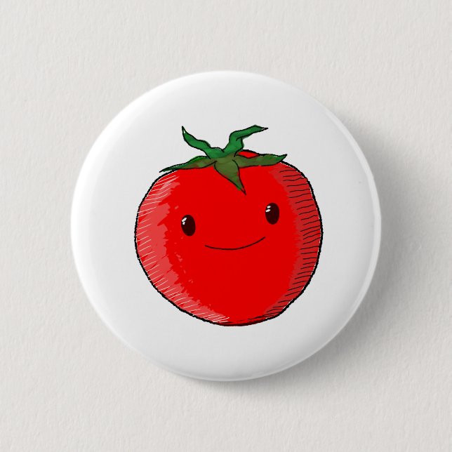 Cute Cartoon Tomato Button (Front)