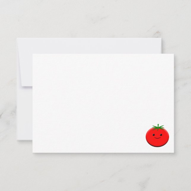 Cute Cartoon Tomato Custom Blank Note Card (Front)